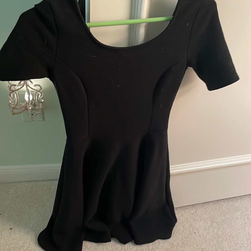 Ribbed Black Skater Dress